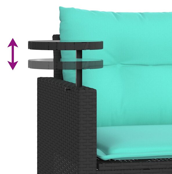 VidaXL 3 db fekete polyrattan kerti kanapégarnitúra párnákkal