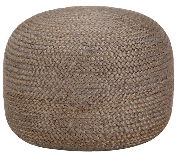 Kézzel készült világosszürke juta puff 45 x 30 cm