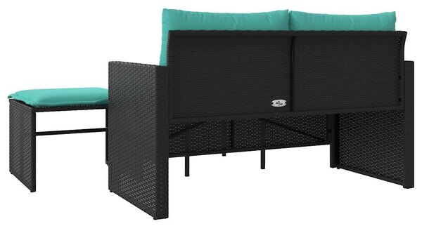 VidaXL 3 db fekete polyrattan kerti kanapégarnitúra párnákkal