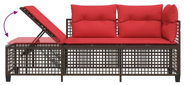 VidaXL 3 db barna polyrattan sarok kerti kanapégarnitúra párnákkal