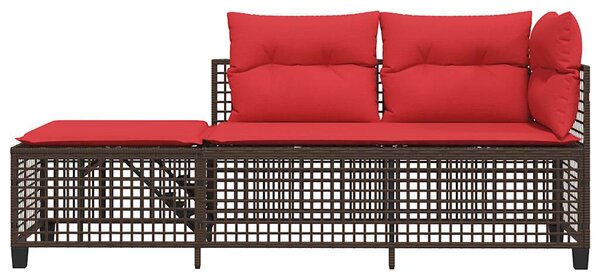 VidaXL 3 db barna polyrattan sarok kerti kanapégarnitúra párnákkal
