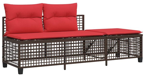 VidaXL 3 db barna polyrattan sarok kerti kanapégarnitúra párnákkal