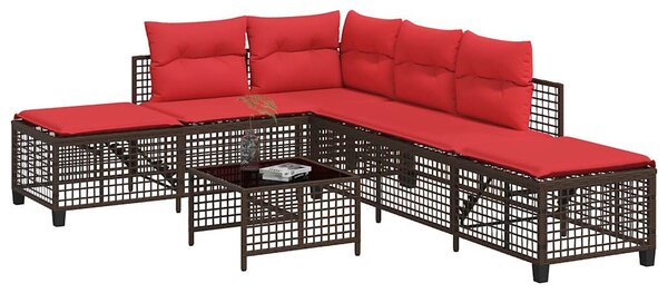 VidaXL 3 db barna polyrattan sarok kerti kanapégarnitúra párnákkal