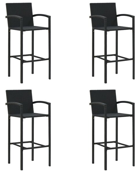 4 db fekete polyrattan bárszék