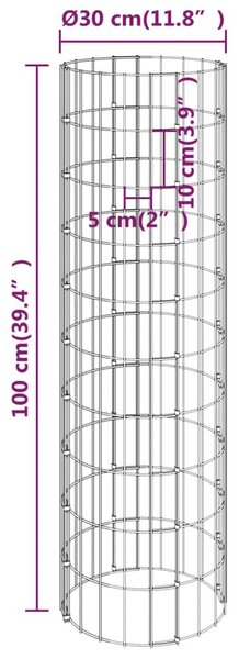4 db kör alakú gabion magaságyás Ø30 x 50 / 100 / 150 / 200 cm
