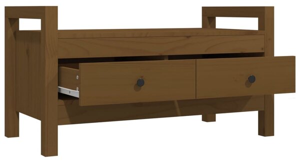 Mézbarna tömör fenyőfa előszoba pad 80 x 40 x 43 cm