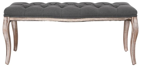 Sötétszürke tömör fa pad vászonkárpittal 110 x 38 x 48 cm