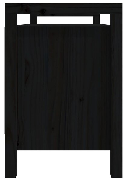 Fekete tömör fenyőfa előszoba pad 110x40x60 cm