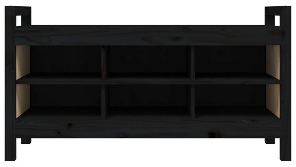 Fekete tömör fenyőfa előszoba pad 110x40x60 cm