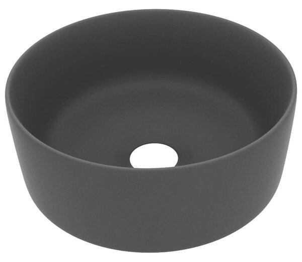 Kerek matt sötétszürke kerámia luxus mosdókagyló 40 x 15 cm