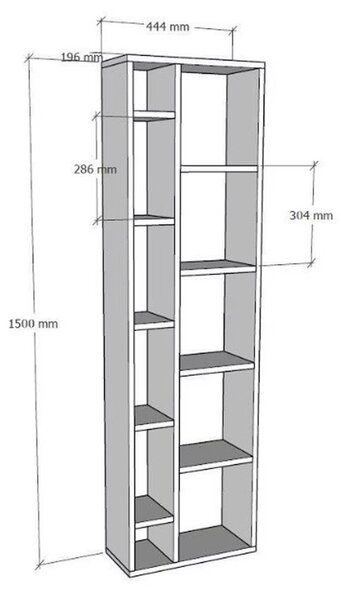 Polcos tároló könyvespolc 45x20x150cm barna KH11-1