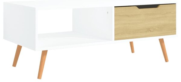 Fehér-sonoma színű szerelt fa dohányzóasztal 100 x 49,5 x 43 cm