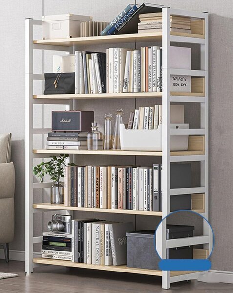 Könyvespolc 5 polcos 100x30x143cm fehér PS08-3