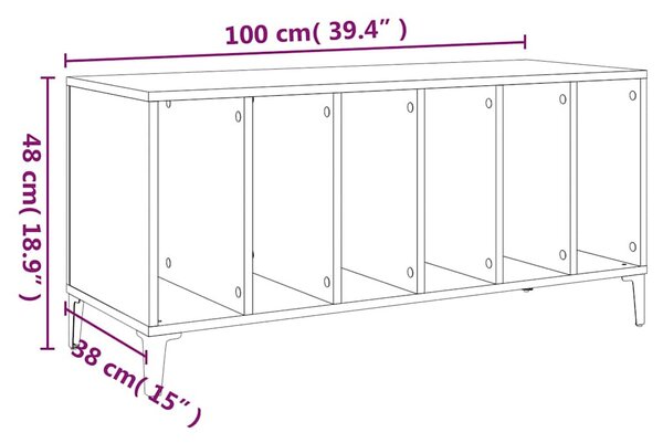 Betonszürke szerelt fa hanglemezszekrény 100 x 38 x 48 cm