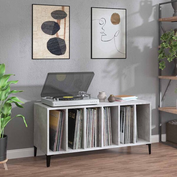 Betonszürke szerelt fa hanglemezszekrény 100 x 38 x 48 cm