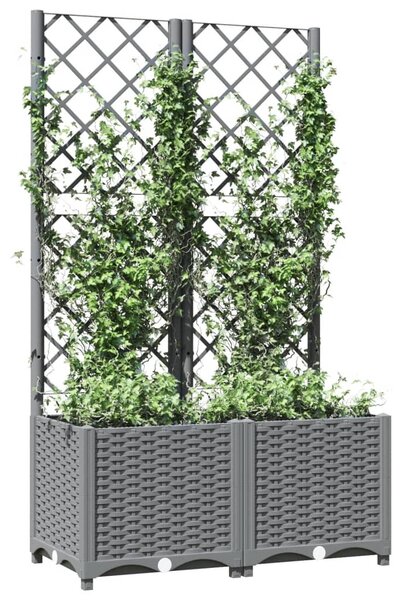 Világosszürke PP rácsos kerti ültetőláda 80 x 40 x 136 cm