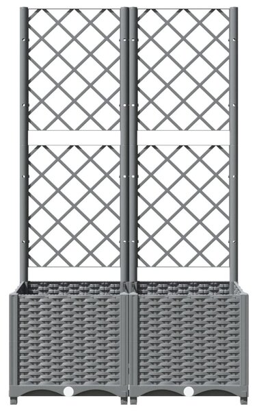 Világosszürke PP rácsos kerti ültetőláda 80 x 40 x 136 cm