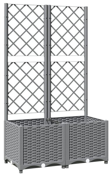 Világosszürke PP rácsos kerti ültetőláda 80 x 40 x 136 cm