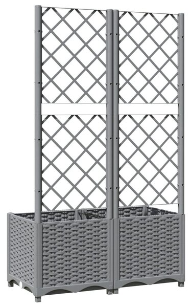 Világosszürke PP rácsos kerti ültetőláda 80 x 40 x 136 cm
