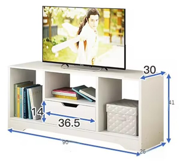 TV-állvány multifunkciós médiaállvány 90x30x41 cm fehér RT09