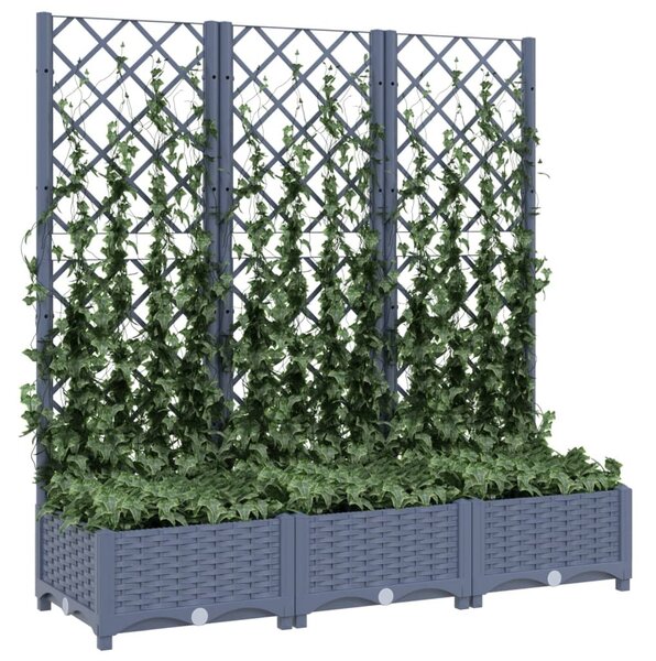 Kékszürke PP rácsos kerti ültetőláda 120 x 40 x 121,5 cm