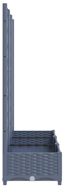 Kékszürke PP rácsos kerti ültetőláda 120 x 40 x 121,5 cm