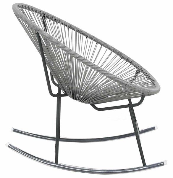 Szürke polyrattan kültéri hintatalpas kagylószék