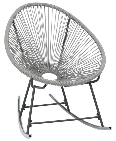 Szürke polyrattan kültéri hintatalpas kagylószék