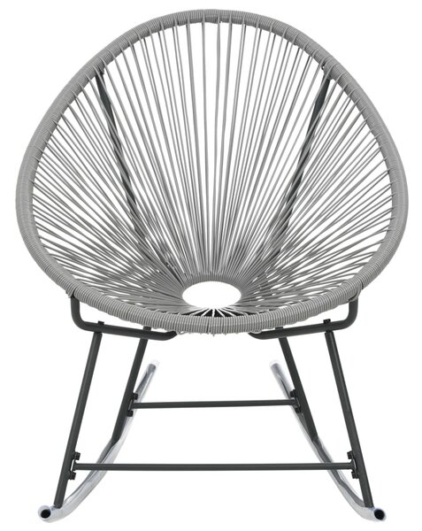 Szürke polyrattan kültéri hintatalpas kagylószék