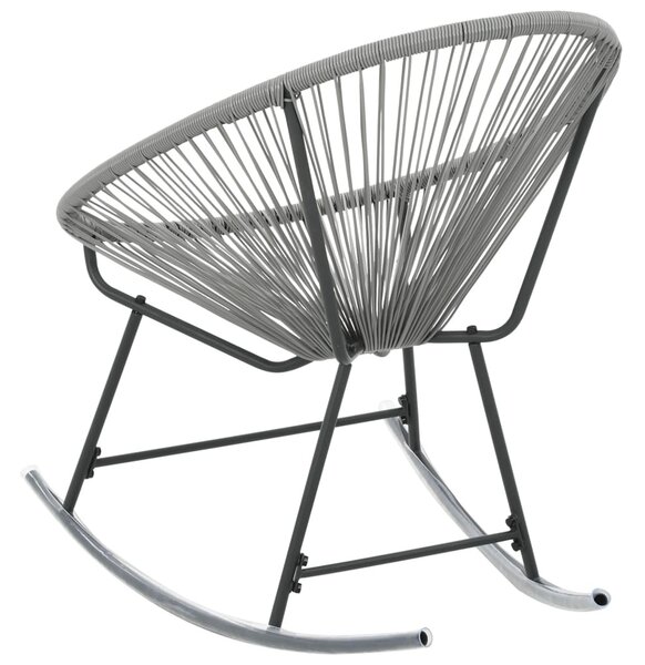 Szürke polyrattan kültéri hintatalpas kagylószék