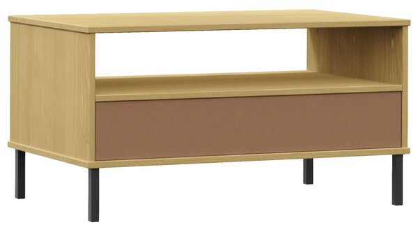OSLO barna tömör fa dohányzóasztal fém lábakkal 85x50x45cm