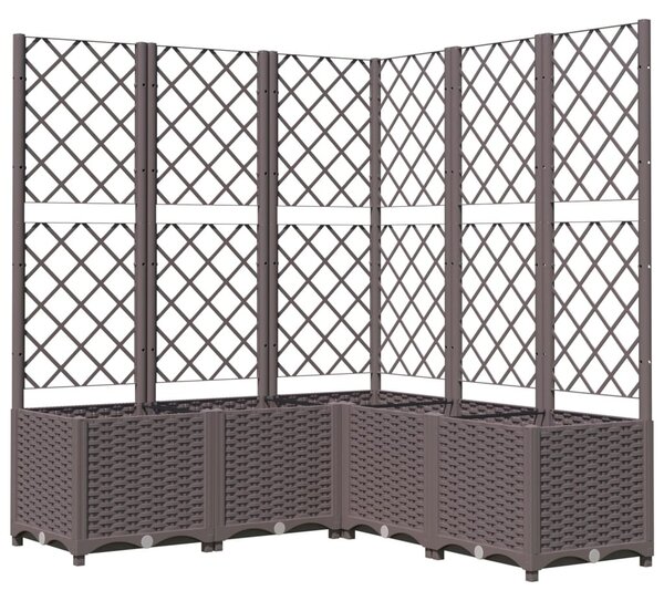 Barna polipropilén rácsos kerti ültetőláda 120 x 120 x 136 cm