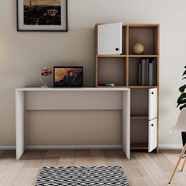 Polcos íróasztal tárolóval 156x75x146cm fehér FUR1235-1