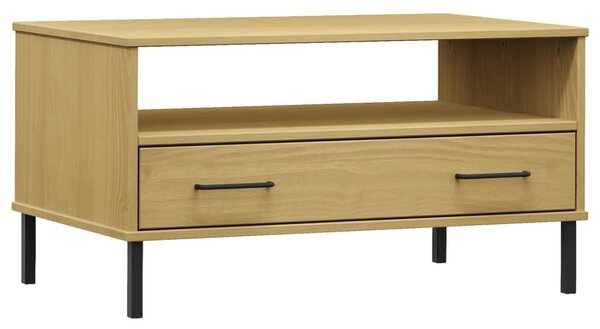 OSLO barna tömör fa dohányzóasztal fém lábakkal 85x50x45cm