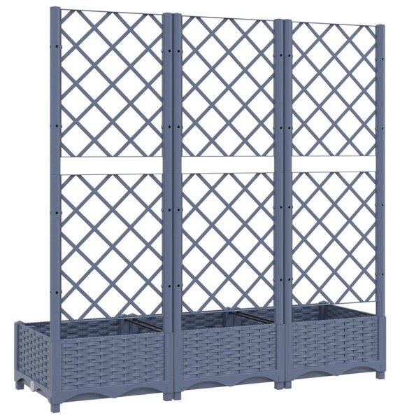 Kékszürke PP rácsos kerti ültetőláda 120 x 40 x 121,5 cm