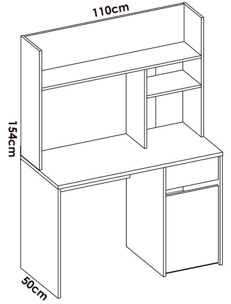 Polcos íróasztal fiókokkal tárolóval 110x50x74,5cm fehér FUR1230-1