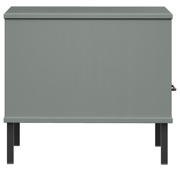 OSLO szürke tömör fenyőfa éjjeliasztal fém lábakkal