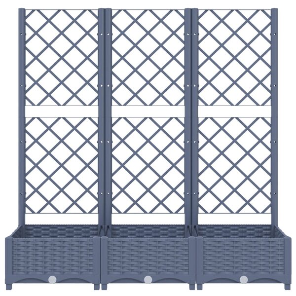 Kékszürke PP rácsos kerti ültetőláda 120 x 40 x 121,5 cm