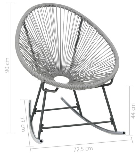 Szürke polyrattan kültéri hintatalpas kagylószék