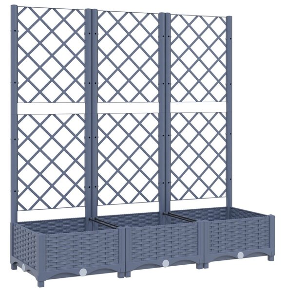 Kékszürke PP rácsos kerti ültetőláda 120 x 40 x 121,5 cm