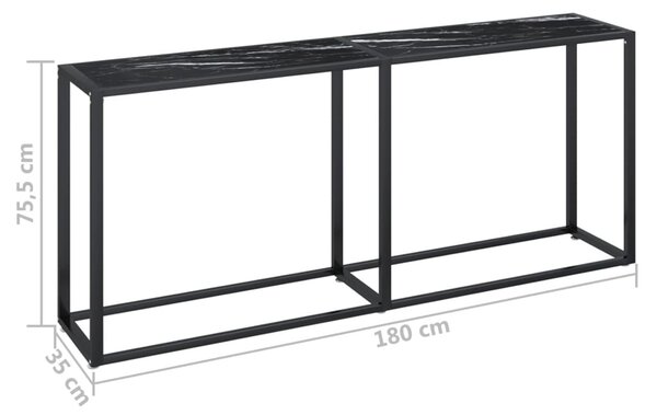 Fekete márványszínű edzett üveg tálalóasztal 180 x 35 x 75,5 cm