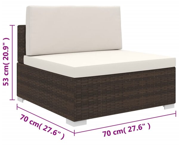 VidaXL barna moduláris polyrattan középső kanapé párnákkal