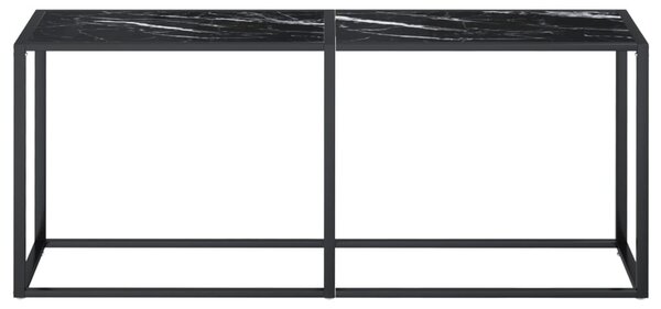 Fekete márványszínű edzett üveg tálalóasztal 180 x 35 x 75,5 cm
