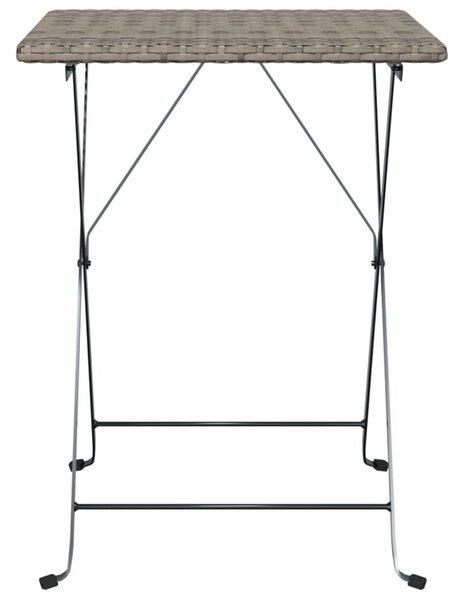 VidaXL szürke összecsukható polyrattan bisztróasztal 55 x 54 x 71 cm