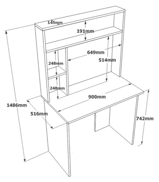 Polcos íróasztal 90x74x148cm fehér FUR1237-1