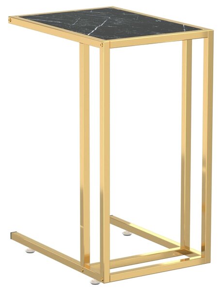 Fekete márvány edzett üveg számítógép-kisasztal 50 x 35 x 65 cm