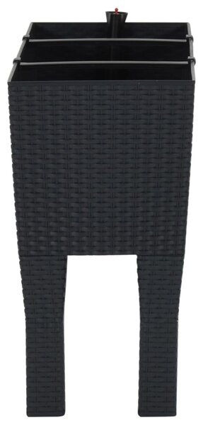 Antracitszürke polipropilén rattan kerti magaságyás 60x25x46 cm
