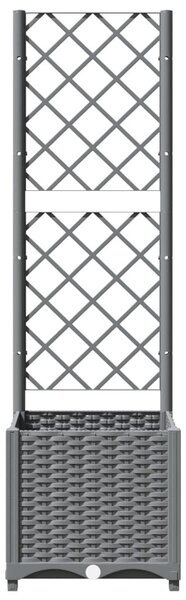 Világosszürke PP rácsos kerti ültetőláda 40 x 40 x 136 cm