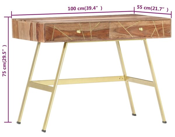 Fiókos tömör akácfából íróasztal 100 x 55 x 75 cm