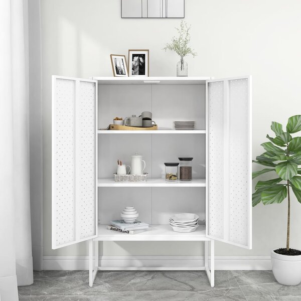 Fehér acél magasszekrény 80 x 35 x 135 cm